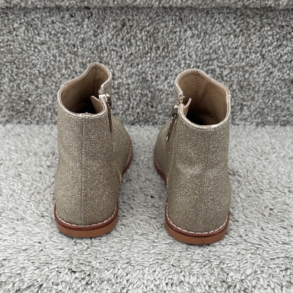 Janie & Jack Girls' Gold Glitter Ankle Boots with Side Zip - Picture 5 of 9